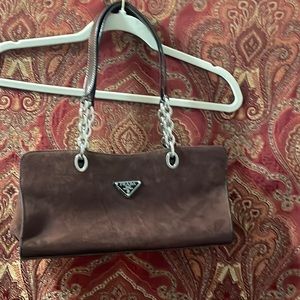 Name brand brown suede purse